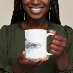 Winter Pine Tree Mug – Mountain Storm Watercolor Ceramic Mug, Strength and Endurance Gift for Nature Lovers