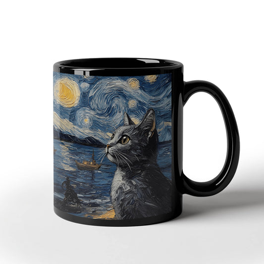 Starry Night Cats Ceramic Mug – A Cosmic Feline Dream - GLiMOT