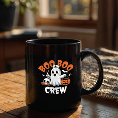 Boo Boo Crew Black Ceramic Mug – Fun, Spooky, and Stylish!