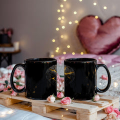 Kintsugi Heart Mug – Golden Cracks Black Gloss Ceramic Mug, Healing Gift for Strong Hearts and Survivors