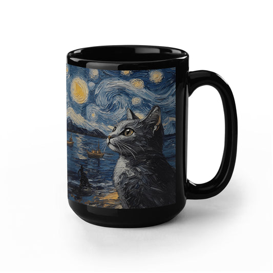 Starry Night Cats Ceramic Mug – A Cosmic Feline Dream - GLiMOT