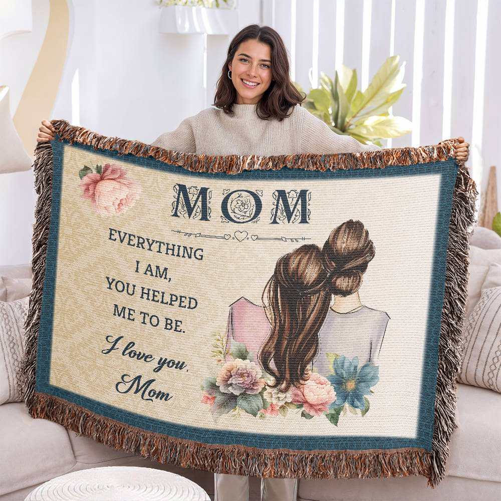 "Mom, Everything I Am" Personalized Heirloom Woven Blanket - GLiMOT