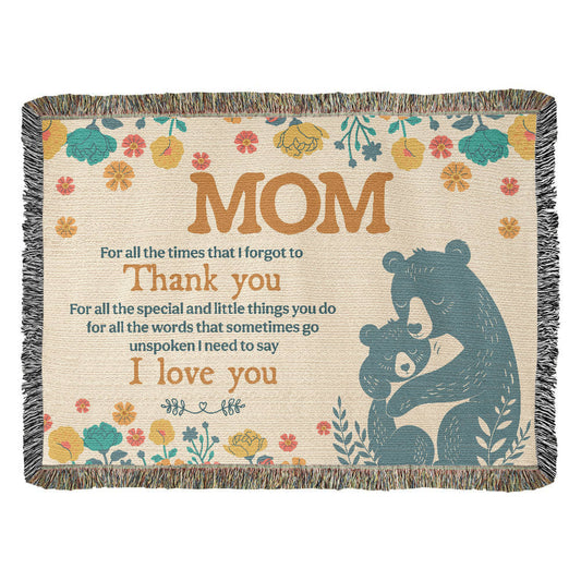 "For All the Little Things, Mom" Personalized Heirloom Woven Blanket - Horizonal - GLiMOT