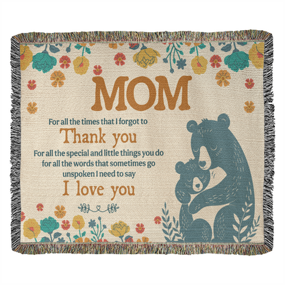 "For All the Little Things, Mom" Personalized Heirloom Woven Blanket - Horizonal - GLiMOT