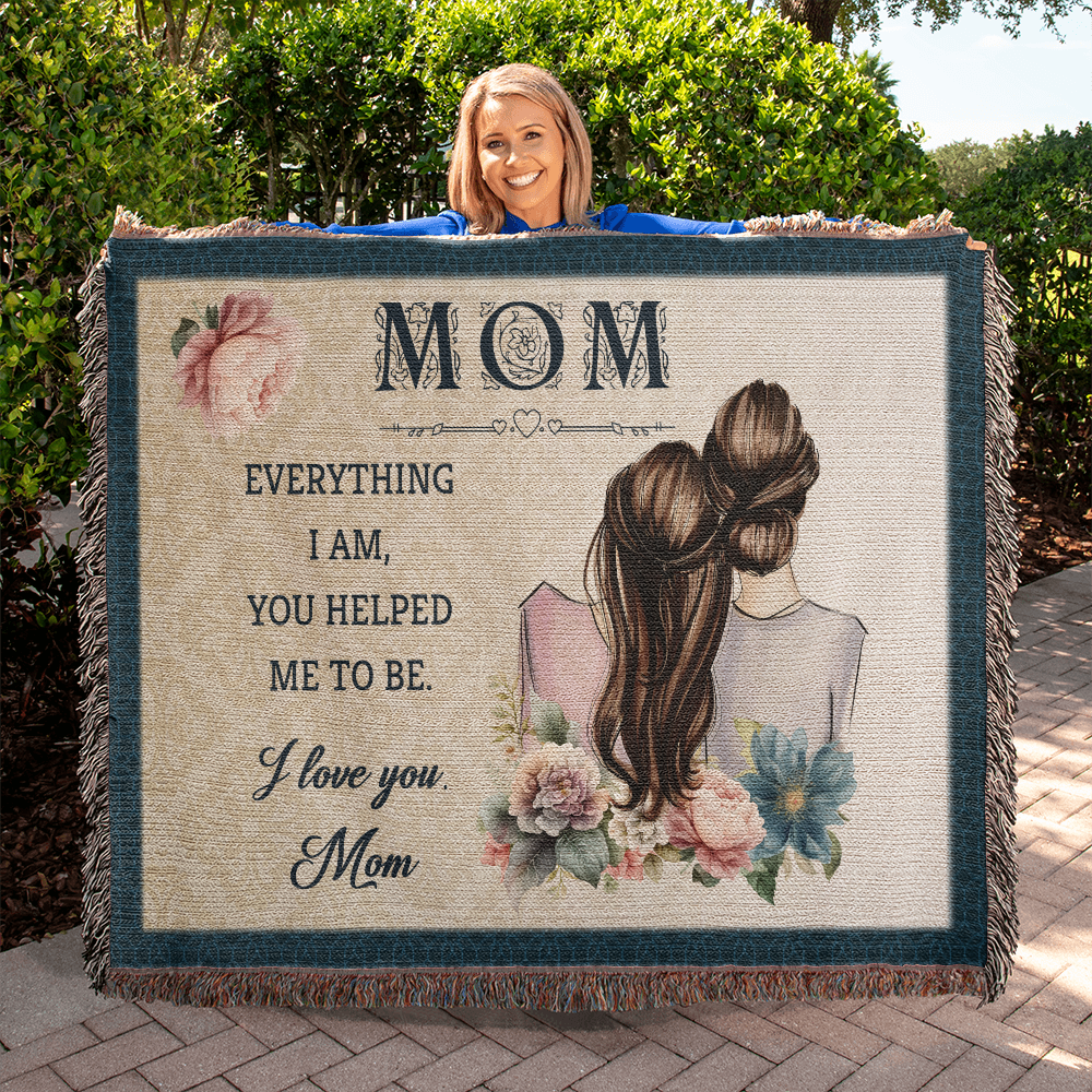 "Mom, Everything I Am" Personalized Heirloom Woven Blanket - GLiMOT