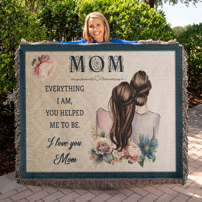 "Mom, Everything I Am" Personalized Heirloom Woven Blanket - GLiMOT