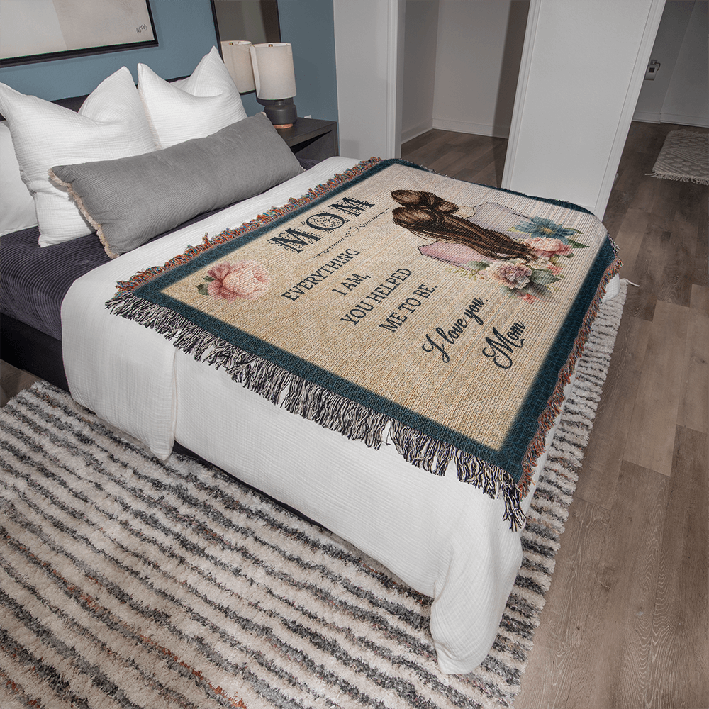 "Mom, Everything I Am" Personalized Heirloom Woven Blanket - GLiMOT
