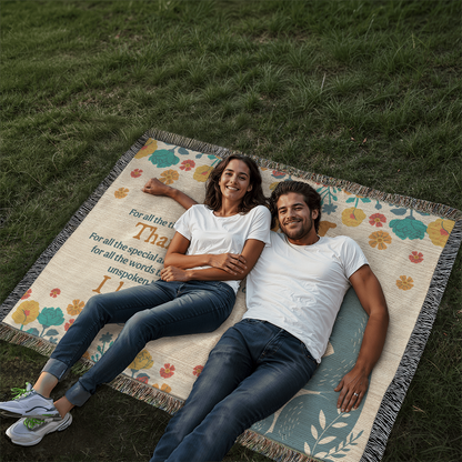 "For All the Little Things, Mom" Personalized Heirloom Woven Blanket - Horizonal - GLiMOT