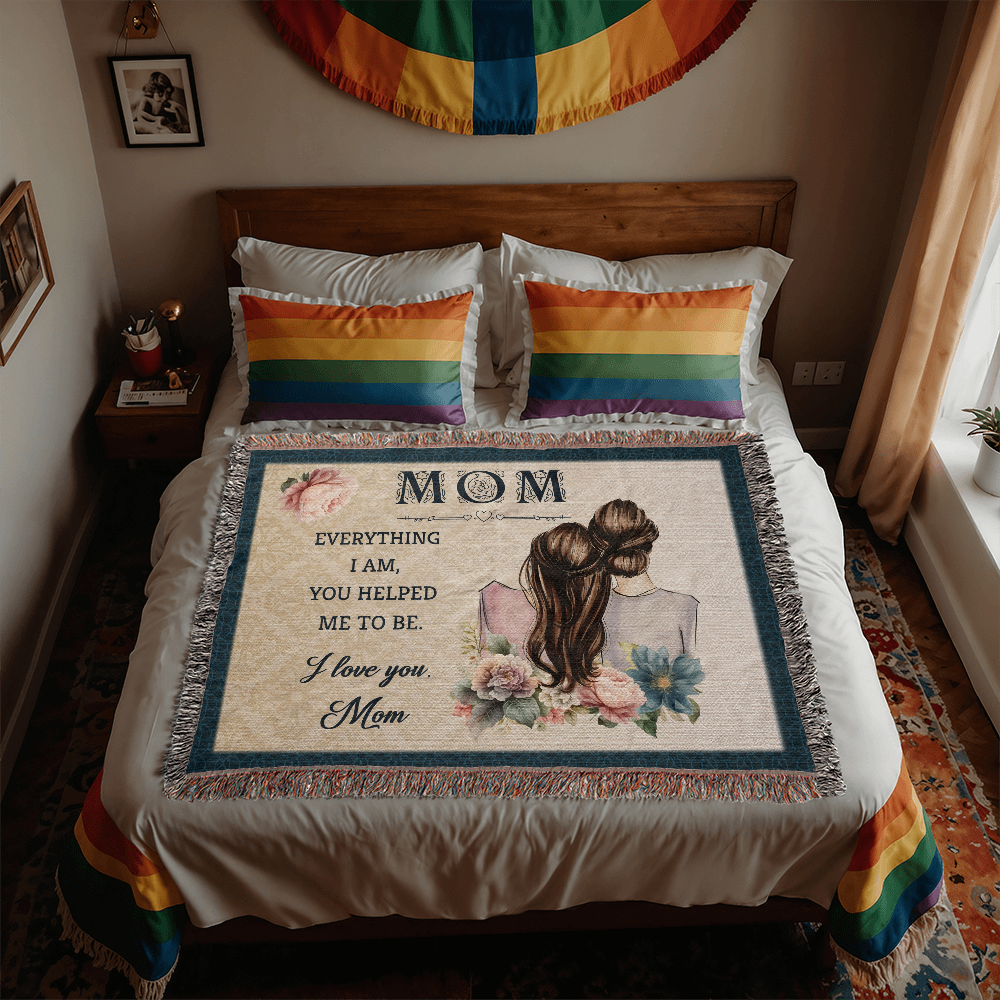 "Mom, Everything I Am" Personalized Heirloom Woven Blanket - GLiMOT