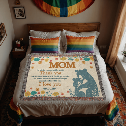 "For All the Little Things, Mom" Personalized Heirloom Woven Blanket - Horizonal - GLiMOT