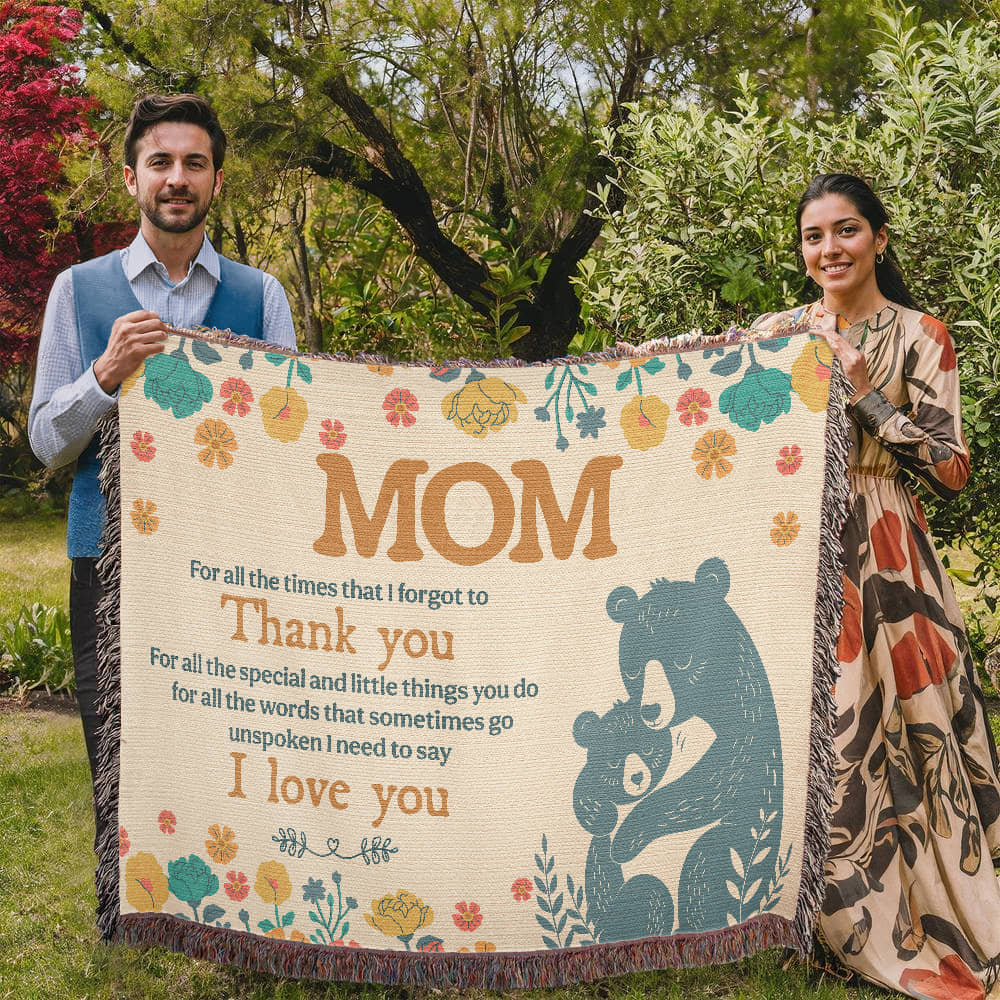 "For All the Little Things, Mom" Personalized Heirloom Woven Blanket - Horizonal - GLiMOT