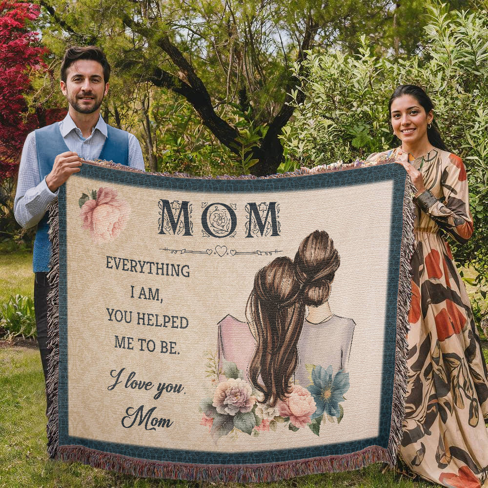 "Mom, Everything I Am" Personalized Heirloom Woven Blanket - GLiMOT