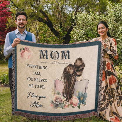 "Mom, Everything I Am" Personalized Heirloom Woven Blanket - GLiMOT