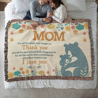 "For All the Little Things, Mom" Personalized Heirloom Woven Blanket - Horizonal - GLiMOT