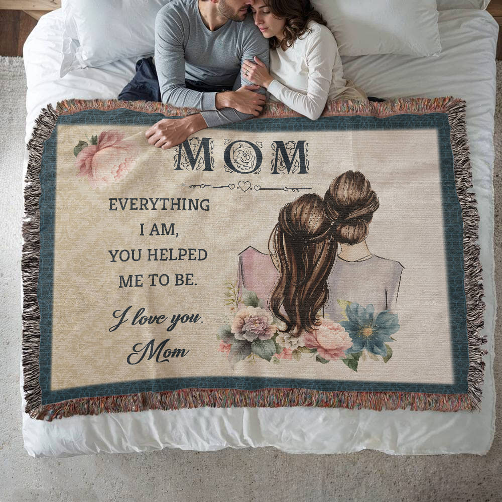 "Mom, Everything I Am" Personalized Heirloom Woven Blanket - GLiMOT