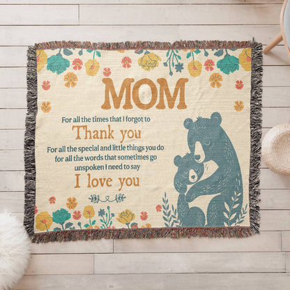 "For All the Little Things, Mom" Personalized Heirloom Woven Blanket - Horizonal - GLiMOT