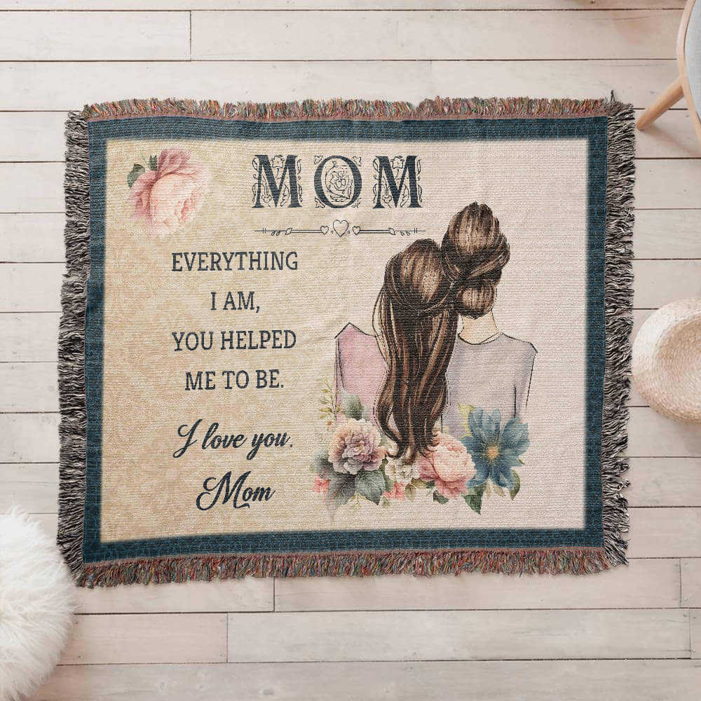 "Mom, Everything I Am" Personalized Heirloom Woven Blanket - GLiMOT