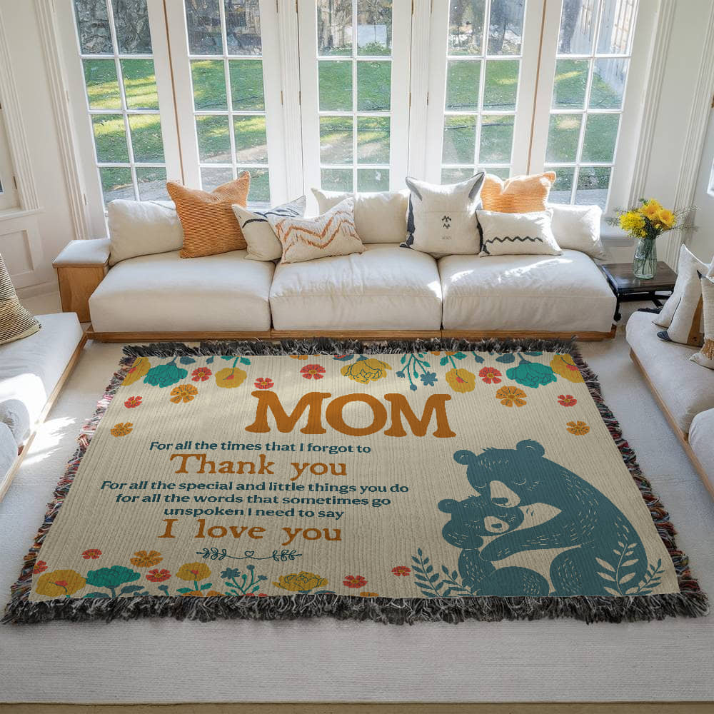 "For All the Little Things, Mom" Personalized Heirloom Woven Blanket - Horizonal - GLiMOT