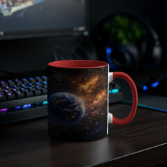 Astronaut Space Mug – Cosmic Wanderer on Crescent Moon Ceramic Mug, Galaxy Coffee Gift for Space Lovers