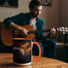 Astronaut Space Mug – Cosmic Wanderer on Crescent Moon Ceramic Mug, Galaxy Coffee Gift for Space Lovers