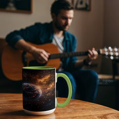 Astronaut Space Mug – Cosmic Wanderer on Crescent Moon Ceramic Mug, Galaxy Coffee Gift for Space Lovers