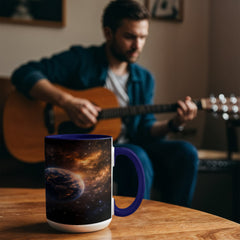 Astronaut Space Mug – Cosmic Wanderer on Crescent Moon Ceramic Mug, Galaxy Coffee Gift for Space Lovers