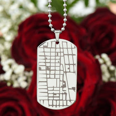 Customizable Engraved Human/Dog Tag Map Necklace | Gift