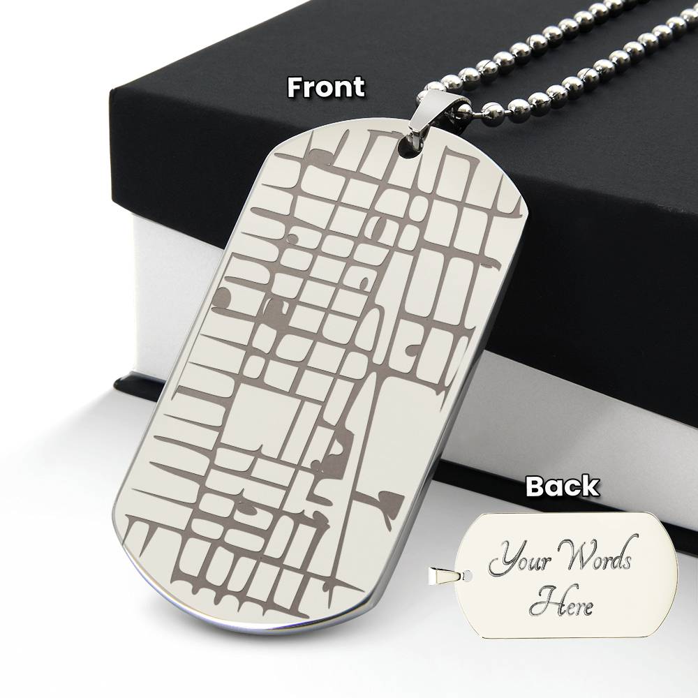 Customizable Engraved Human/Dog Tag Map Necklace | Gift