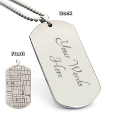 Customizable Engraved Human/Dog Tag Map Necklace | Gift