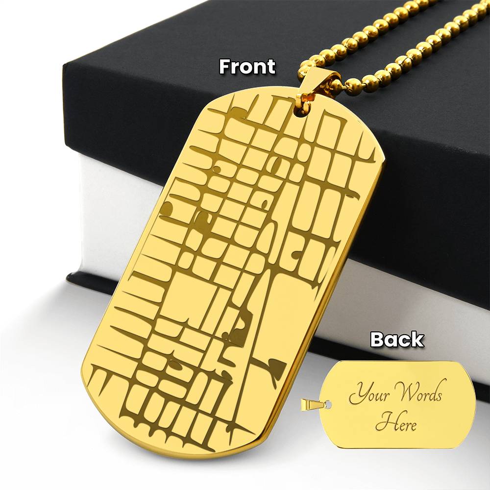 Customizable Engraved Human/Dog Tag Map Necklace | Gift