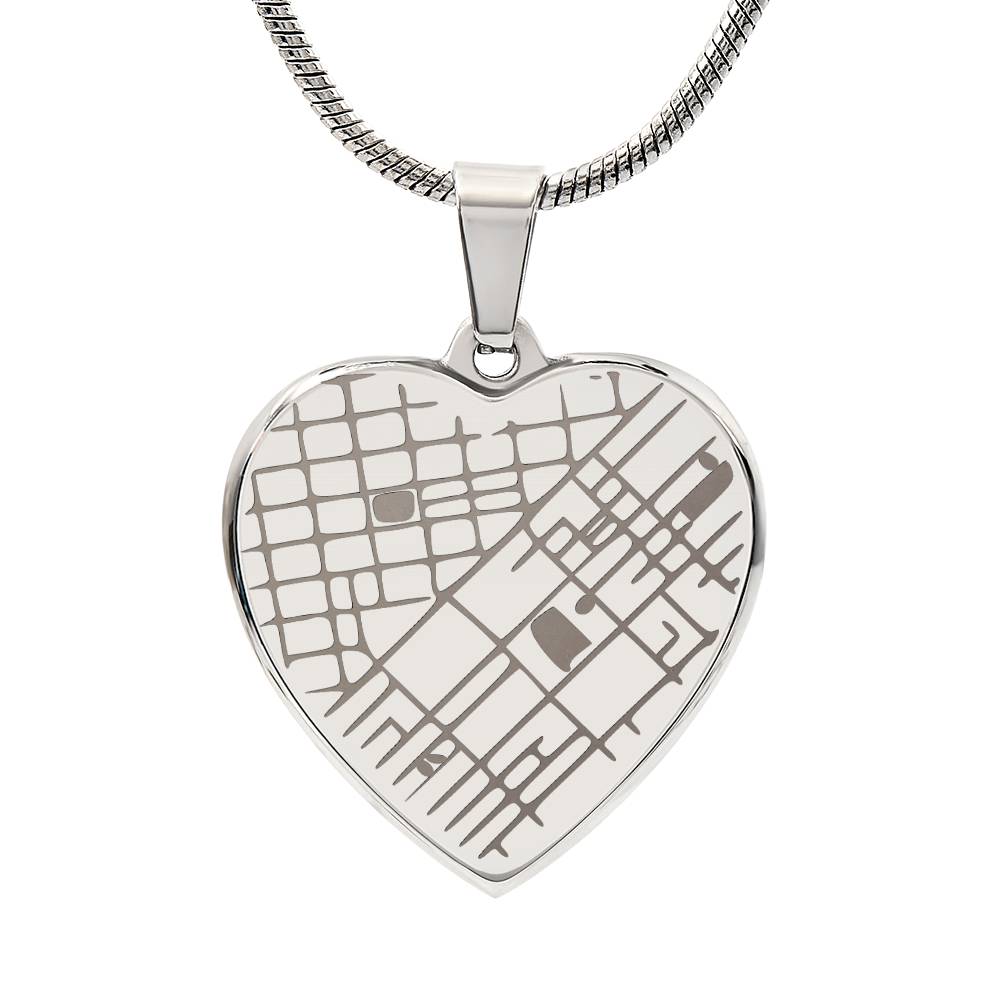 Custom Engraved Heart Map Necklace