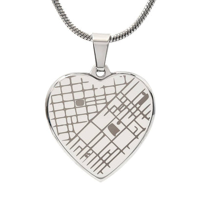 Custom Engraved Heart Map Necklace