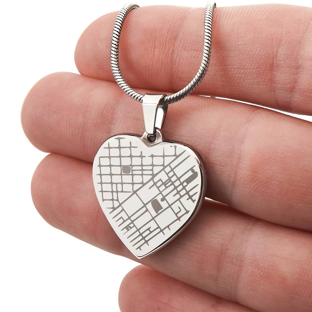 Custom Engraved Heart Map Necklace