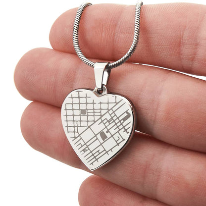 Custom Engraved Heart Map Necklace