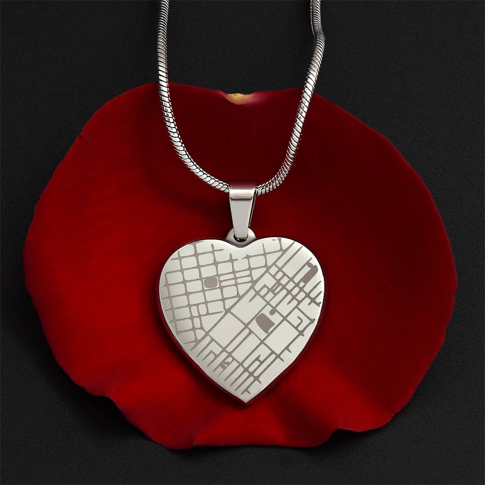 Custom Engraved Heart Map Necklace