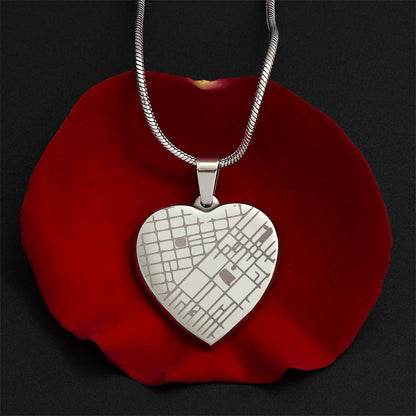 Custom Engraved Heart Map Necklace