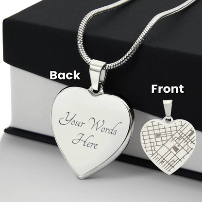 Custom Engraved Heart Map Necklace