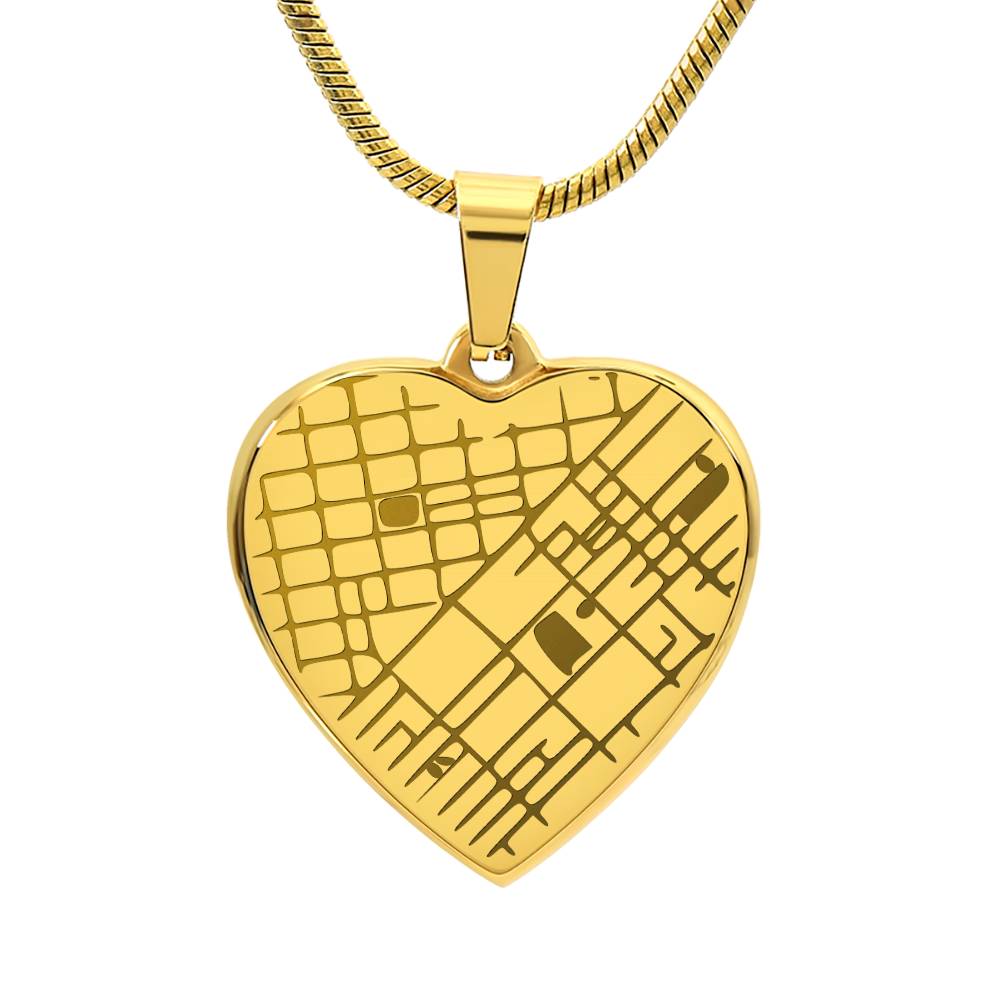 Custom Engraved Heart Map Necklace