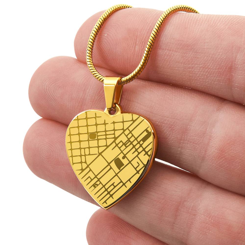 Custom Engraved Heart Map Necklace