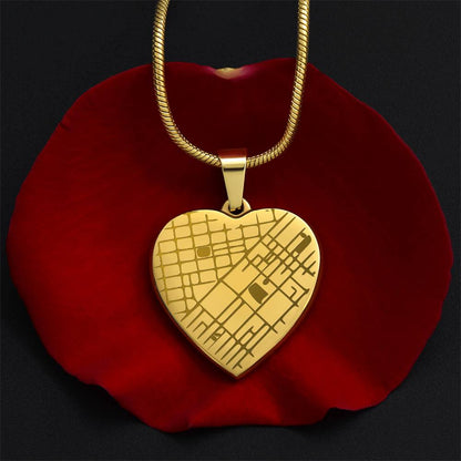 Custom Engraved Heart Map Necklace