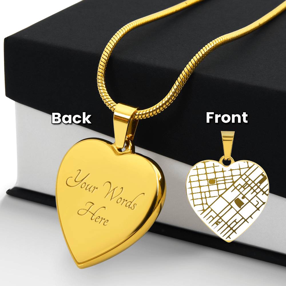 Custom Engraved Heart Map Necklace