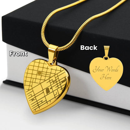 Custom Engraved Heart Map Necklace