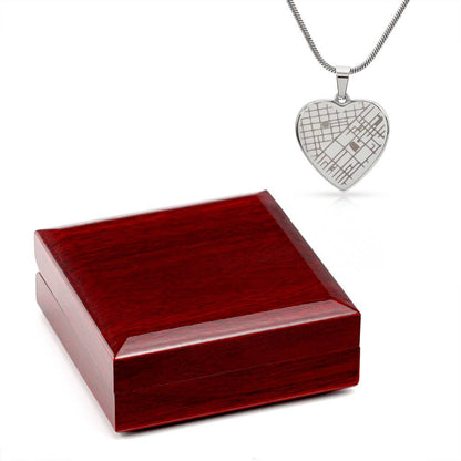 Custom Engraved Heart Map Necklace