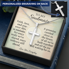 To My Soulmate Custom Cross Necklace – Romantic Valentine's Gift | Faith and Love Anniversary Jewelry
