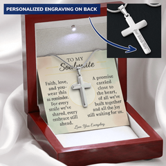 To My Soulmate Custom Cross Necklace – Romantic Valentine's Gift | Faith and Love Anniversary Jewelry