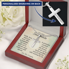 To My Soulmate Custom Cross Necklace – Romantic Valentine's Gift | Faith and Love Anniversary Jewelry
