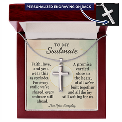 To My Soulmate Custom Cross Necklace – Romantic Valentine's Gift | Faith and Love Anniversary Jewelry