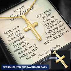 To My Soulmate Custom Cross Necklace – Romantic Valentine's Gift | Faith and Love Anniversary Jewelry