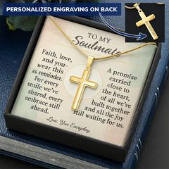 To My Soulmate Custom Cross Necklace – Romantic Valentine's Gift | Faith and Love Anniversary Jewelry