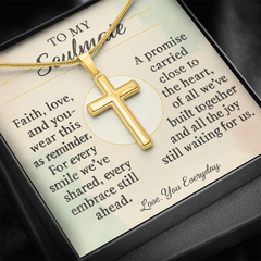 To My Soulmate Custom Cross Necklace – Romantic Valentine's Gift | Faith and Love Anniversary Jewelry